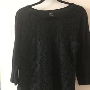 NWOT LOFT Black Lace Long Sleeve Blouse Shirt Top